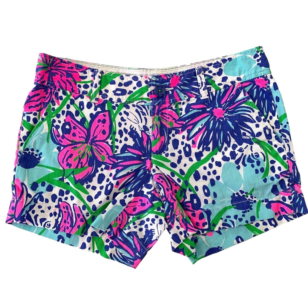 Lilly Pulitzer Callahan 5" Inseam Shorts‎ sz 2 In the Garden Tiger Lily Floral